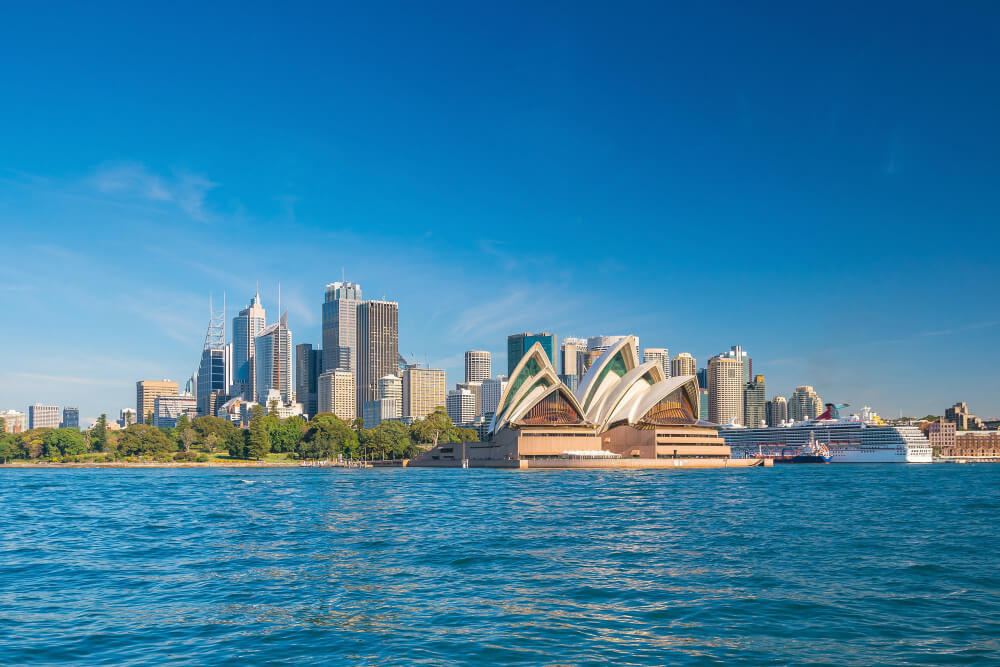 Sydney Australia skyline with Opera House and harbour