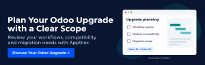 Plan your Odoo upgrade with Appther and discuss workflows, compatibility and migration scope.